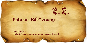 Mahrer Rázsony névjegykártya